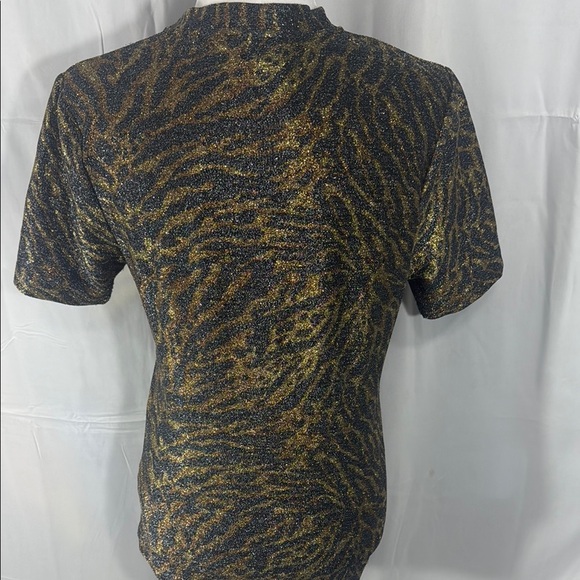 Ganni Gold and Brown Zebra Print Fitted Top Size 40/L - Picture 8 of 10